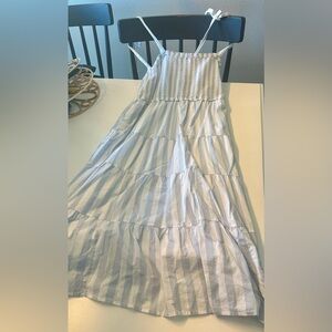 J Crew XL light blue and white maxi dress